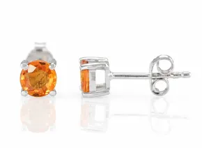 Сребърни обеци с оранжев сапфир